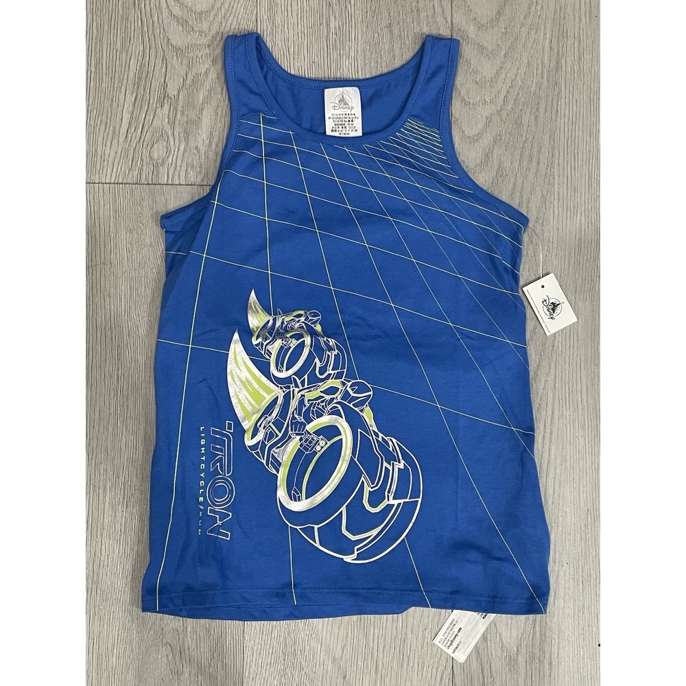 NEW Disney Parks Tron Lightcycle Run Blue Youth Tank Top "Racing Team" Size M